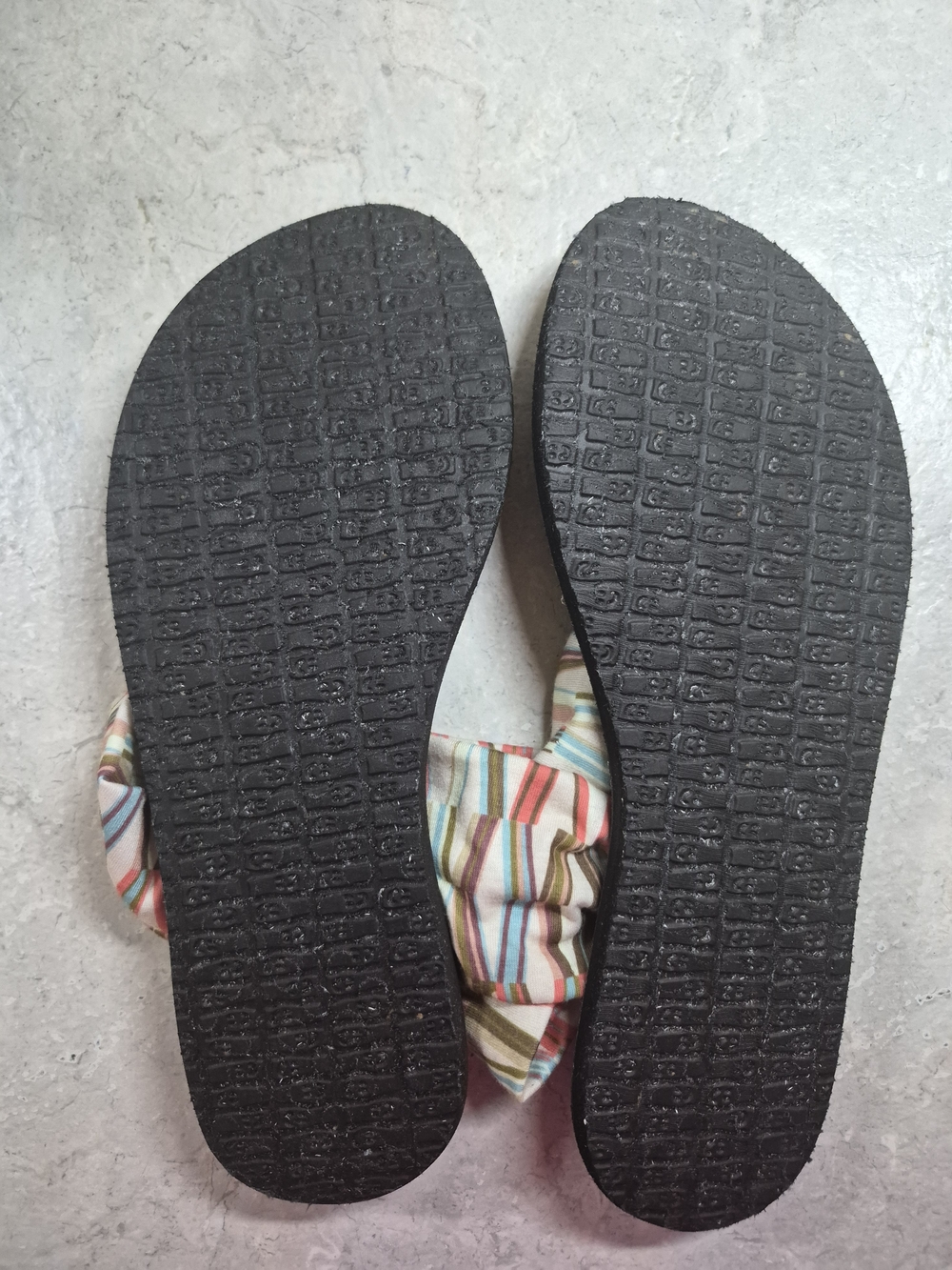 Sanuk Striped Fabric Wrap Sandals - Black Footbed, Multi Striped Straps - Picture 3 of 3